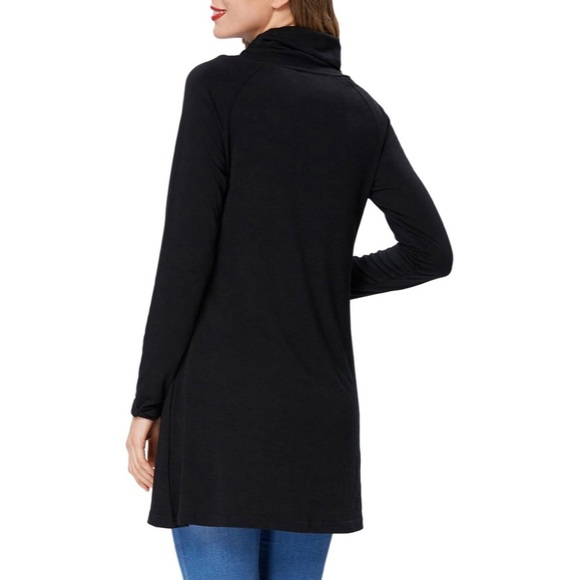 Black Button Detail Turtleneck Lightweight Sweater - Picture 2 of 6